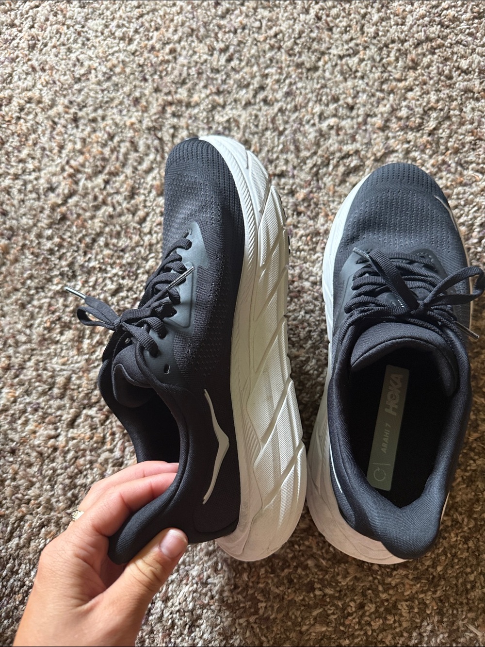 Hoka Black and White Athletic Running Sneakers - Picture 6 of 8